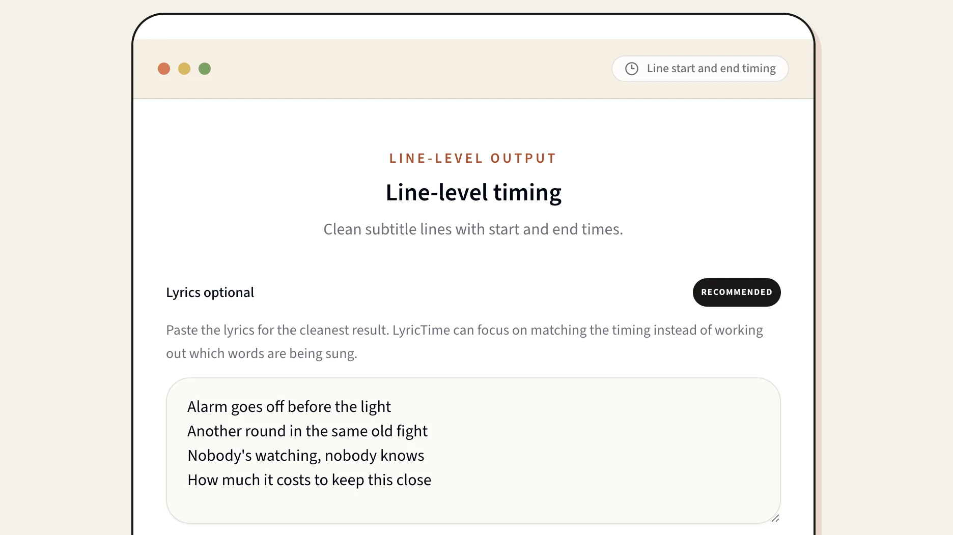 Pasting existing lyrics into LyricTime for alignment