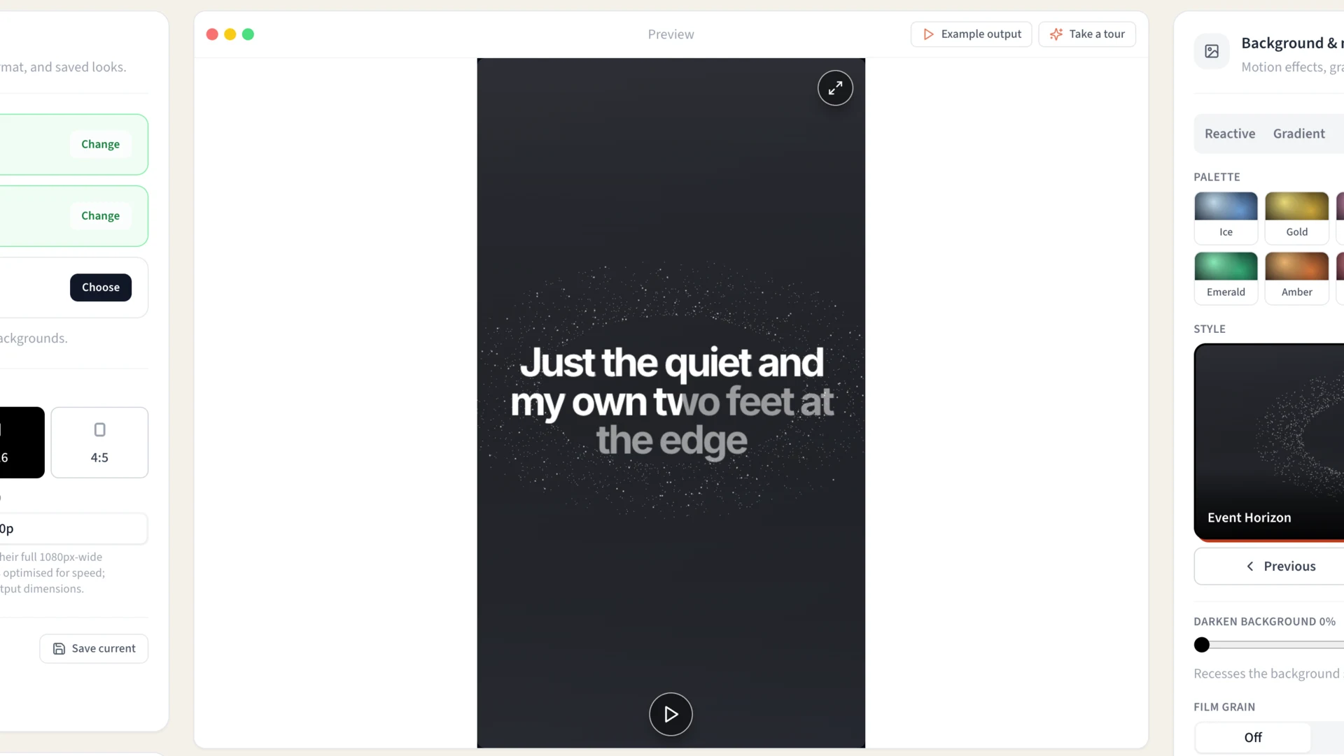 Vertical lyric video preview